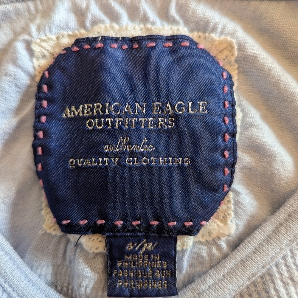 American Eagle Outfitters Light Blue LS Waffle-knit Vintage Women's Size Small - Picture 3 of 3
